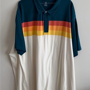 Harbor Bay Teal, White & Sunset Stripe Polo Big and Tall 7XLT